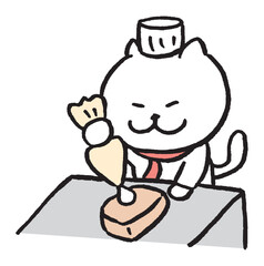 目が細いかわいい白猫のキャラ素材