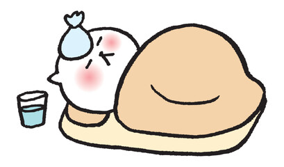 目が細いかわいい白猫のキャラ素材