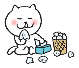 目が細いかわいい白猫のキャラ素材