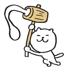 目が細いかわいい白猫のキャラ素材