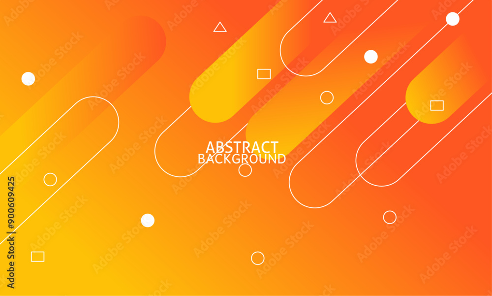 Fototapete orange rounded geometric shapes background. abstract geometric shapes. with white lines vector gradi