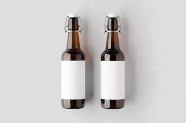 Flip top beer bottle mockup with a blank label.