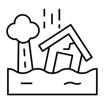 flooded house and rain outline clip art preview
