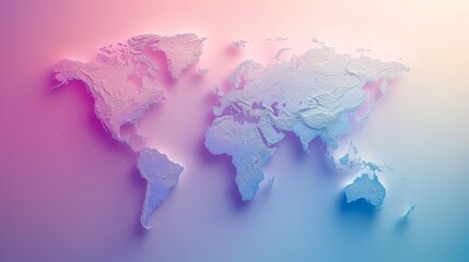 detailed world map outline with country borders marked, set against a soft gradient background