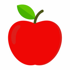 Red apple isolated on white, Red apple vector illustration, apple cartoon vector art, apple silhouette, apple vector icon