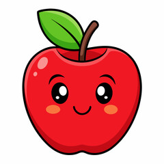 Red apple isolated on white, Red apple vector illustration, apple cartoon vector art, apple silhouette, apple vector icon