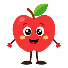 Red apple isolated on white, Red apple vector illustration, apple cartoon vector art, apple silhouette, apple vector icon