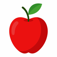 Red apple isolated on white, Red apple vector illustration, apple cartoon vector art, apple silhouette, apple vector icon