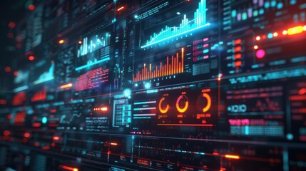 Big data analysis, neon data categorization, futuristic parameter sorting, advanced analytics dashboard