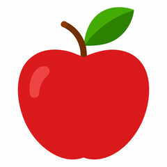 Red apple isolated on white, Red apple vector illustration, apple cartoon vector art, apple silhouette, apple vector icon