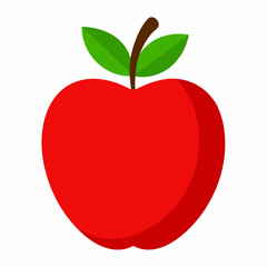 Fototapeta premium Red apple isolated on white, Red apple vector illustration, apple cartoon vector art, apple silhouette, apple vector icon