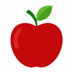 Red apple isolated on white, Red apple vector illustration, apple cartoon vector art, apple silhouette, apple vector icon