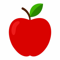 Red apple isolated on white, Red apple vector illustration, apple cartoon vector art, apple silhouette, apple vector icon