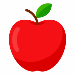 Red apple isolated on white, Red apple vector illustration, apple cartoon vector art, apple silhouette, apple vector icon