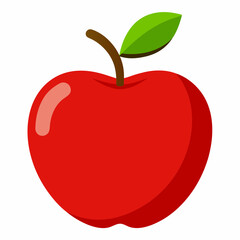 Red apple isolated on white, Red apple vector illustration, apple cartoon vector art, apple silhouette, apple vector icon