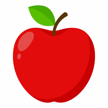 Red apple isolated on white, Red apple vector illustration, apple cartoon vector art, apple silhouette, apple vector icon