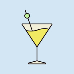 Cocktail drink glass icon vector