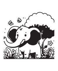 Elephant vector art,graphics Elephants icons set,vintage illustration Elephant clipart,vector Elephants flat style artwork design