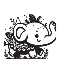 Elephant vector art,graphics Elephants icons set,vintage illustration Elephant clipart,vector Elephants flat style artwork design