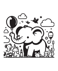 Elephant vector art,graphics Elephants icons set,vintage illustration Elephant clipart,vector Elephants flat style artwork design