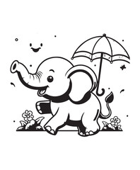 Elephant vector art,graphics Elephants icons set,vintage illustration Elephant clipart,vector Elephants flat style artwork design