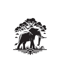 Elephant vector art,graphics Elephants icons set,vintage illustration Elephant clipart,vector Elephants flat style artwork design