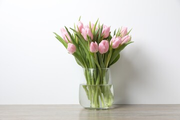 Beautiful pink tulips in a vase

