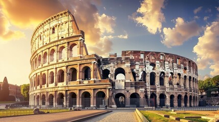 Fototapeta premium view of the colosseum from ouside rome italy 