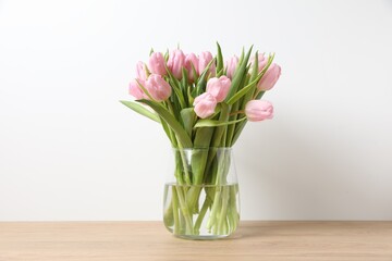 Beautiful pink tulips in a vase
