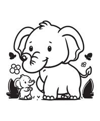 Elephant vector art,graphics Elephants icons set,vintage illustration Elephant clipart,vector Elephants flat style artwork design