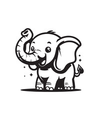 Elephant vector art,graphics Elephants icons set,vintage illustration Elephant clipart,vector Elephants flat style artwork design