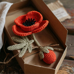 Fototapeta premium a retail packaging box for a crochet own poppy kit