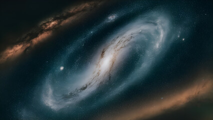 Beautiful night sky view and clouds with stars on galaxy background. Beautiful noctilucent cloud formations in night sky with Milky Way in the background.