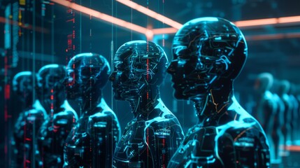 Fototapeta premium A series of cloned AI avatars