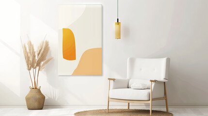 Interior design with white armchair, , home staging and minimalism concept.