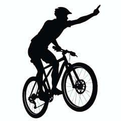 Obraz premium a mountain rider going fast with bycicle vector silhouette, isolated white background 