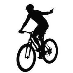 Fototapeta premium a mountain rider going fast with bycicle vector silhouette, isolated white background 