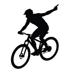 Obraz premium a mountain rider going fast with bycicle vector silhouette, isolated white background 