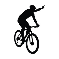 Obraz premium a mountain rider going fast with bycicle vector silhouette, isolated white background 