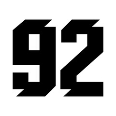 92 Vintage Sport Jersey numbers in black with a  white background