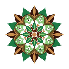 Nature-Inspired Floral Mandala Vector Design with Earthy Tones: Organic, Symmetrical,  Decorative Pattern for Wellness and Serenity