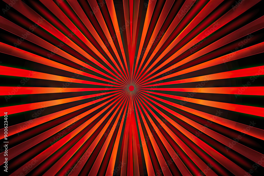 Poster a red and black background with symmetrical lines that create an optical illusion of depth