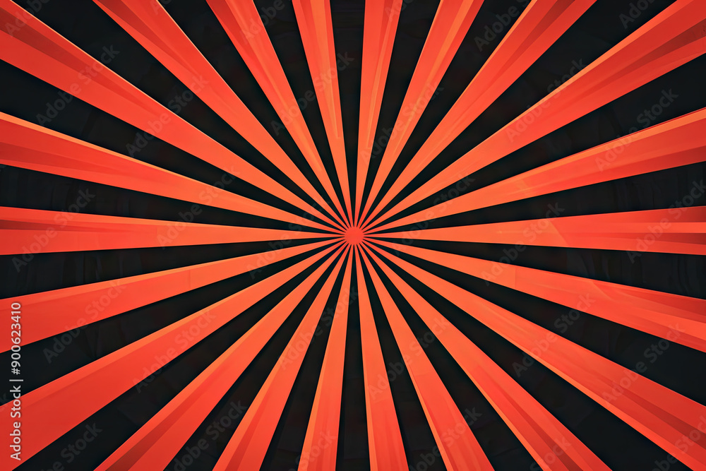 Poster a red and black background with symmetrical lines that create an optical illusion of depth