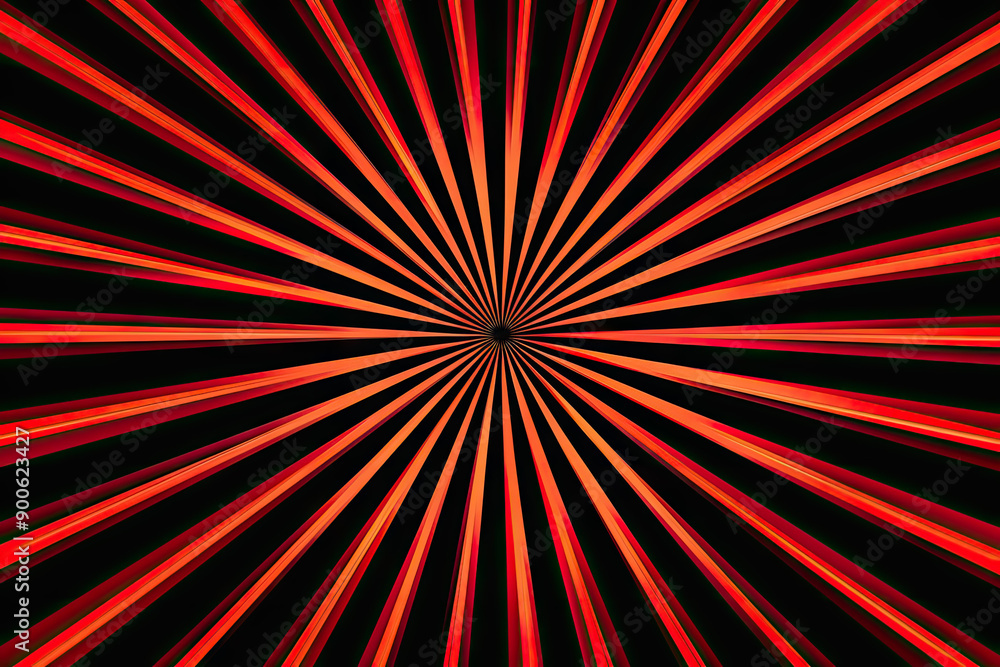 Poster a red and black background with symmetrical lines that create an optical illusion of depth