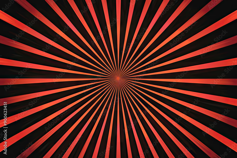 Poster a red and black background with symmetrical lines that create an optical illusion of depth
