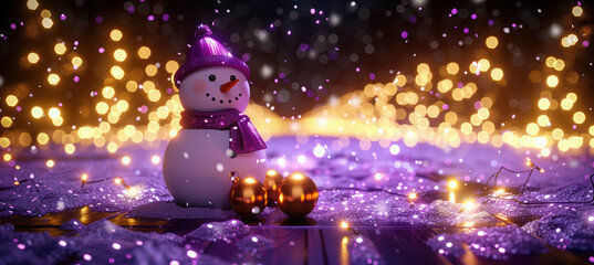 Fototapeta premium Winter Scene with Cute Snowman
