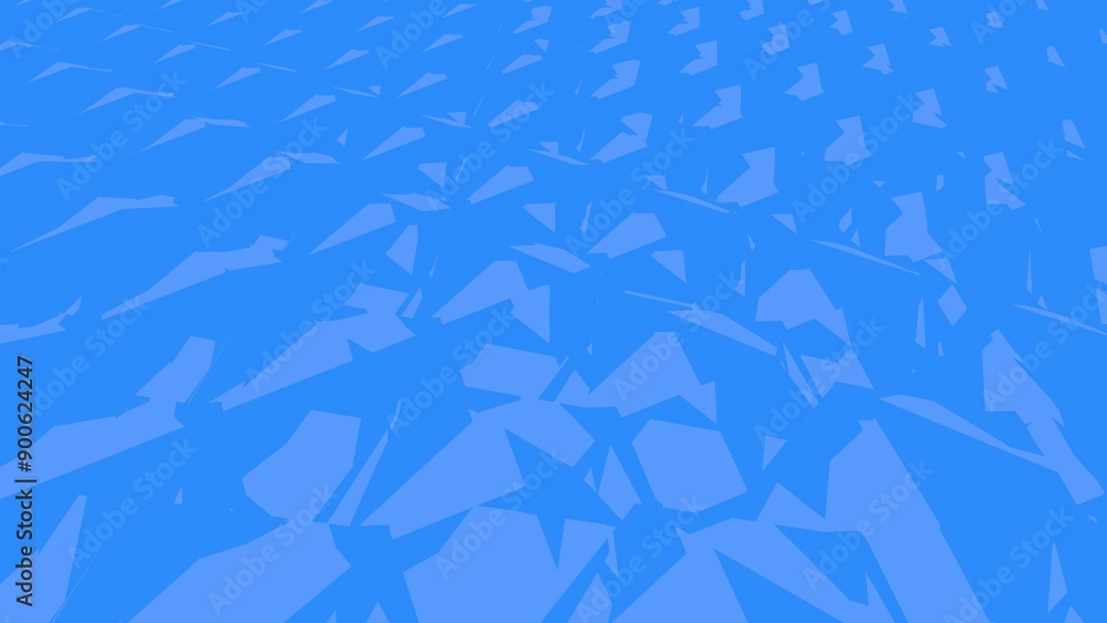Poster abstract blue geometric pattern with sharp, angular shapes.