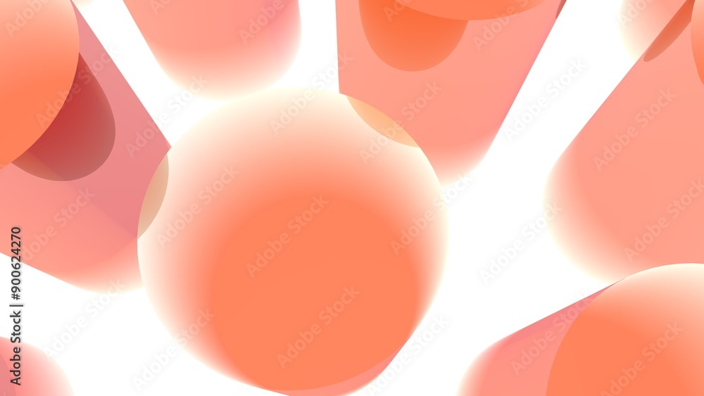 Poster light red circular shapes with a soft gradient on a white background.