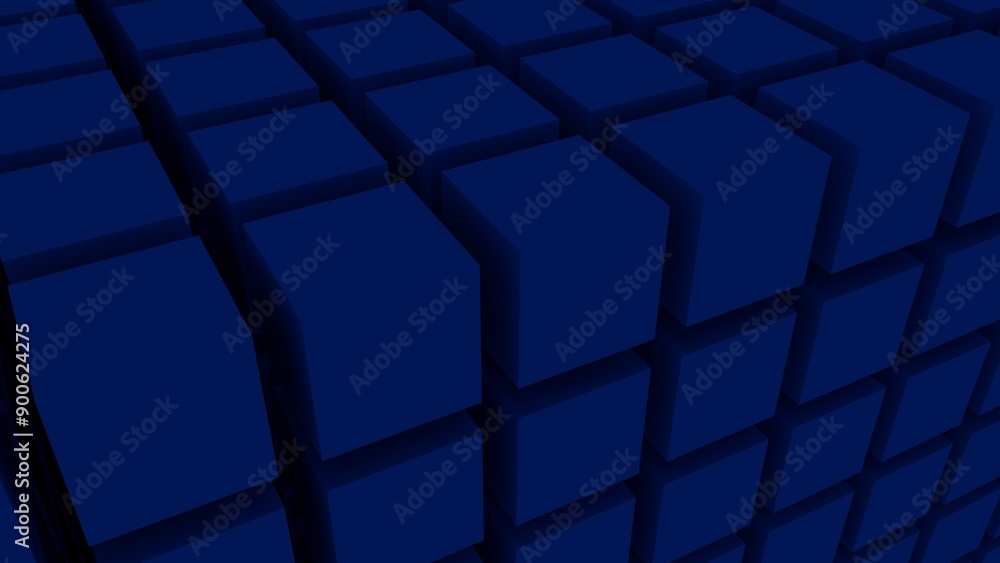 Poster dark blue cubes creating a deep, shadowy pattern.