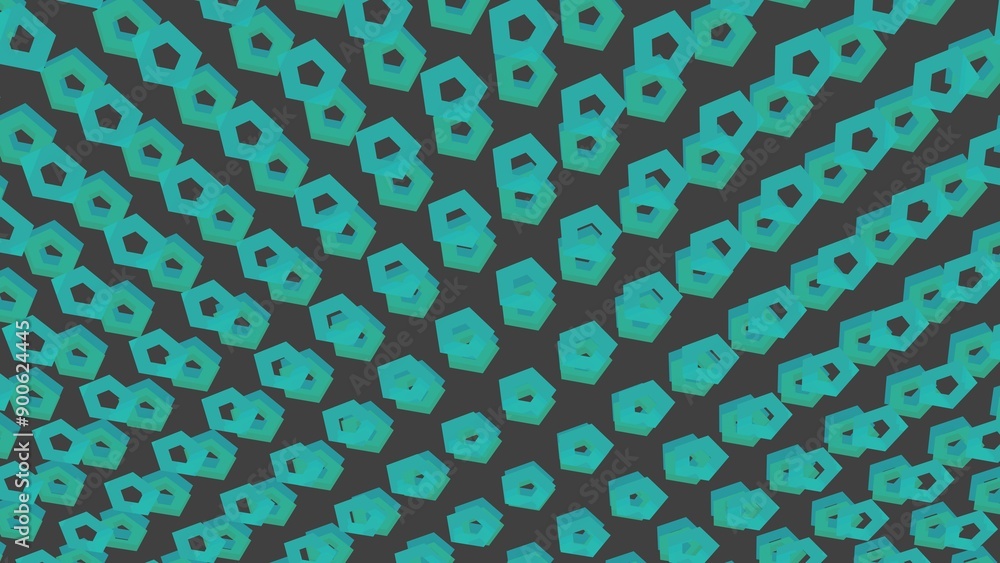 Poster abstract pattern of turquoise dots on a dark background.